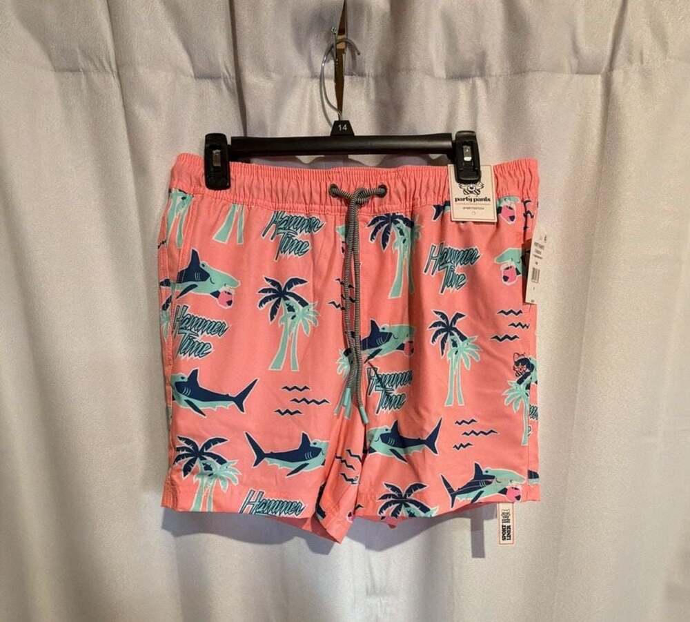 Party Pants Men's 5" Hammertime Party Swim Shorts Pink Medium